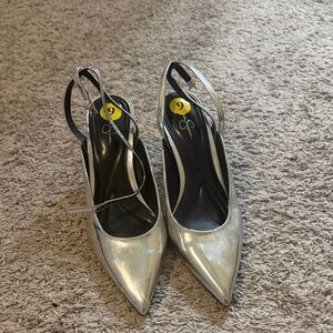 Jessica Simpson Silver Slingback Heels